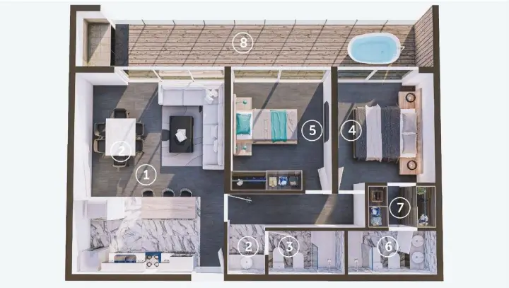 Departamento de 2 dormitorios en Maipú